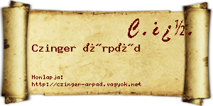 Czinger Árpád névjegykártya